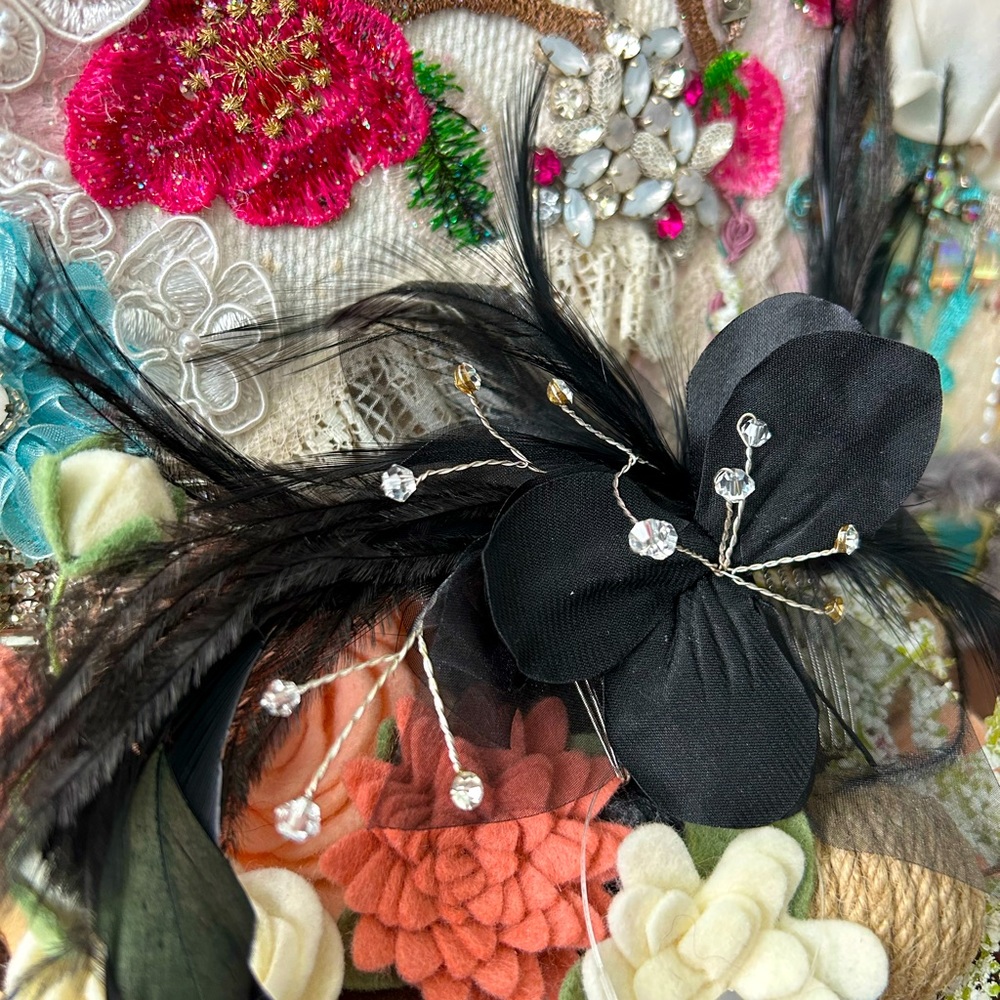 NWT Black Ostrich Feather Hair Comb - Picture 5 of 7